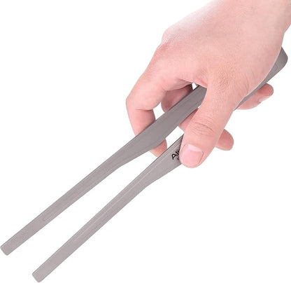 Titanium BBQ Tongs Grill Tongs Tweezer Clip Multi Function for Kitchen Salad Steak Barbecue Buffet (Grey, 10)