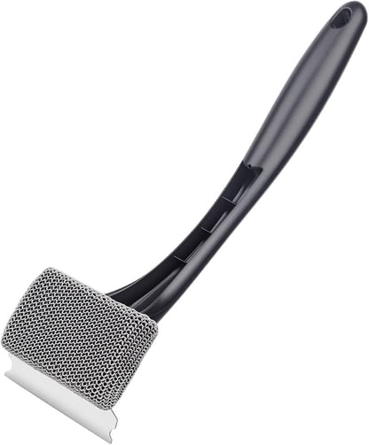 Bristle-Free Grill Brush & Scraper,Durable, Efficient and Extra Safe BBQ Cleaning Brush for Cast Iron and Stainless Steel Outdoor Grills(Fine Mesh)