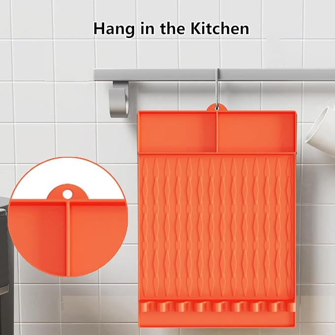 Silicone Grill Mat Compatible with Blackstone - Large Silicone Griddle Tools Heat Resistant Spatula Mat Non-Slip Outdoor BBQ Utensil Holder Blacktone Griddle Accessories for Kitchen Cooking Counter