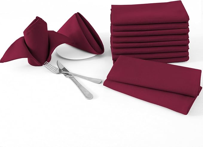 H.VERSAILTEX Cloth Napkins Set of 12 (18" X 18") Linen Textured Dinner Napkins Waterproof Soft Thick Durable Reusable Napkins with Hemmed Edges for Dinners, Weddings and Everyday Use, Christmas Red