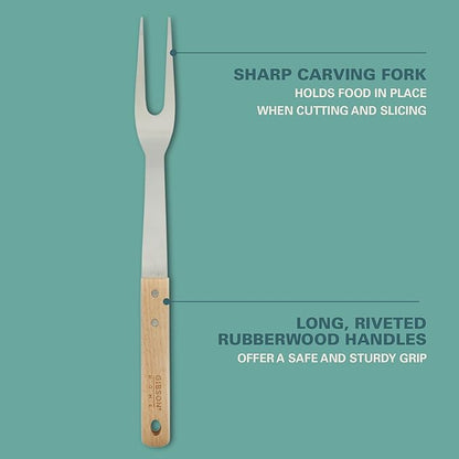 Gibson Home Barbeque Plus 3 Piece BBQ Tools W/Rubberwood Handles