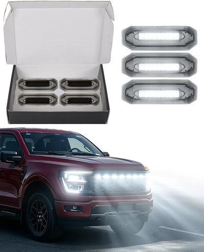 Front Grill Raptor Lights for Ford F150 2024 2025 2026 (White, STX) | 5th Gen F150 Grille Marker Lights, Waterproof F150 LED Lights Accessories, Snap-in Installation, OEM Style, Off-road Driving