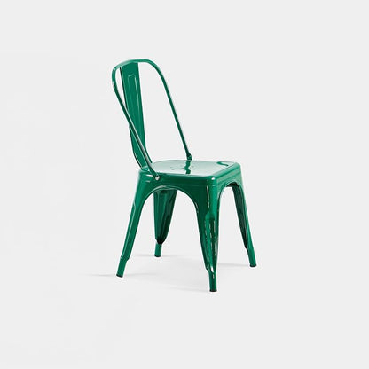 AC Pacific 18 Inch Seat Height Industrial Metal Dining Chairs, Stackable Kitchen or Bar Seat, Durable Modern Design, Versatile Accent Furniture, Set of 2, Green