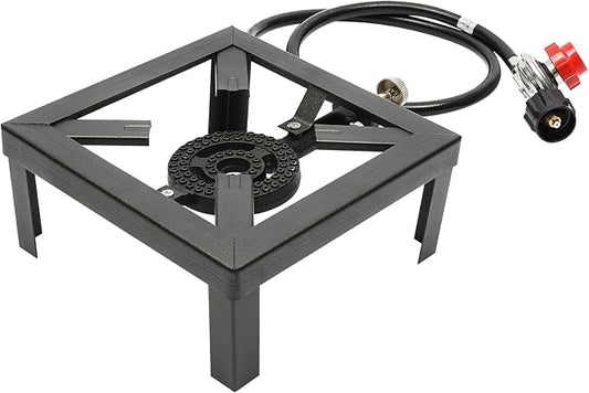 Portable Single Burner, Outdoor Gas Stove Propane Cooker with Adjustable 0-10PSI Regulator & 1.2m Long Hose, 8000W High Power for Camping, BBQ, Picnic, Home Brewing