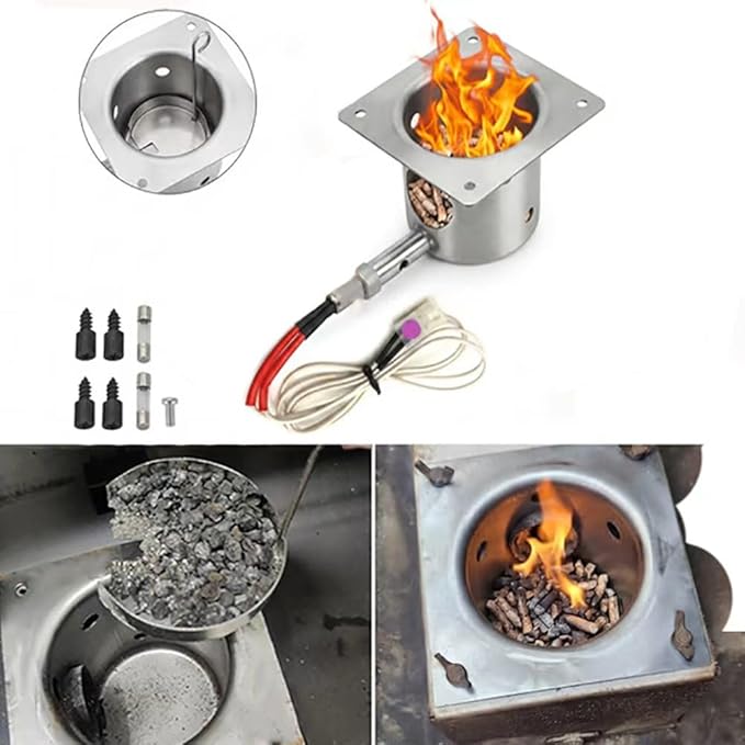 Firsgrill Replacements for Pit Boss Treager Pellets Grill/Smoker Parts (2, Ignited Rod & Firebox) (Silver）