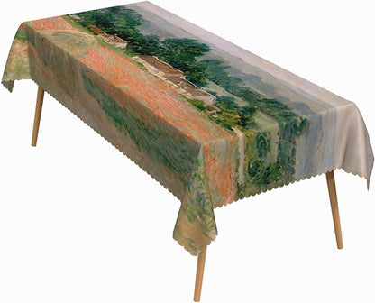 60x102 Inch Oil Painting Rectangle Tablecloth Monet Haystacks Series Table Cloth Impressionist Art Washable Durable Table Cover for Dining Garden BBQ Home Farmhouse Decor