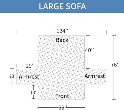 CUCRAF Non Slip Quilted Sofa Cover, Water Resistant Slipcover Furniture Protector for 3 Cushion Sofa Pet Friendly, Washable Couch Cover with Adjustable Elastic Straps (Large, Black)