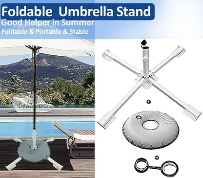 Foldable Portable Beach Umbrella Stand - Portable Patio Umbrella Base Holder, Outdoor Sunshade Anchor, with Weight Bag for Stadium, Courtyard, Garden, Beach, Grass