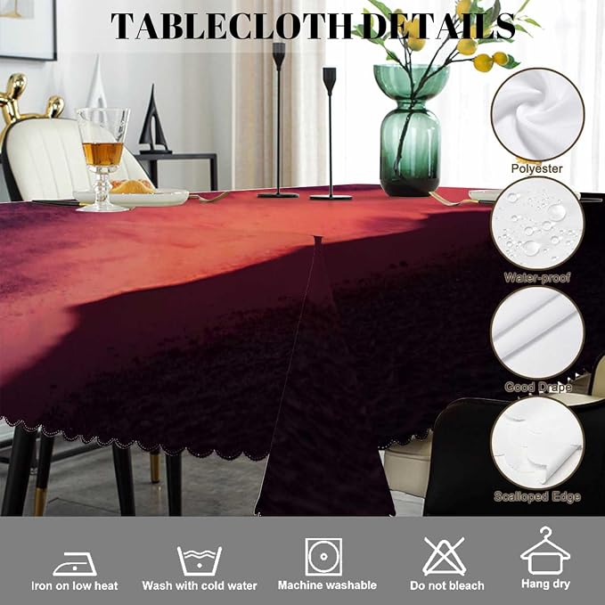 Swono Tablecloth Sunset Ocean, Paradise Ocean Beach Palm Trees Table Cloth for Kitchen Dining Tabletop Decoration Parties Weddings, 52 X 70 Inch Rectangle Tablecloth, 4-6 Seats