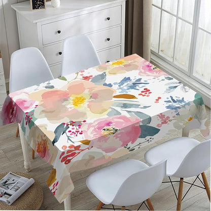TKS MITLAN Romantic Floral Decorative Rectangle Tablecloth Spring Garden Colorful Plants Polyester Table Cloths Kitchen Table Cover for Dining BBQ Picnic Coffee Table 60 x 84 Inch 6-8 Seats