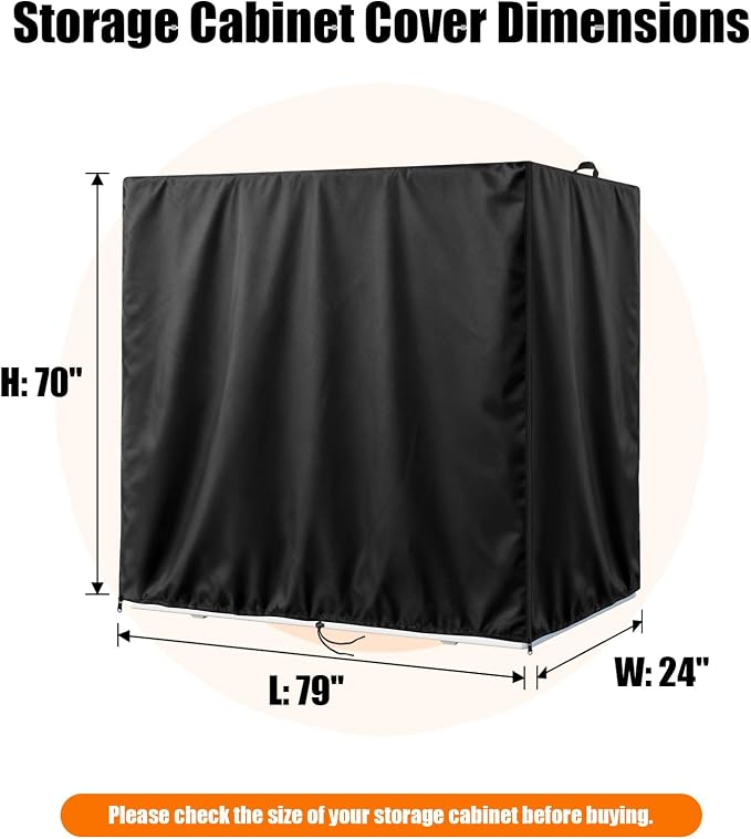 Kasla Outdoor Storage Cabinet Cover, 79"L×24"W×70"H | Heavy-Duty and Waterproof, Fits Storage Shelf, Storage Shed, Deck Box for Kitchen Patio Garden Organization and Storage