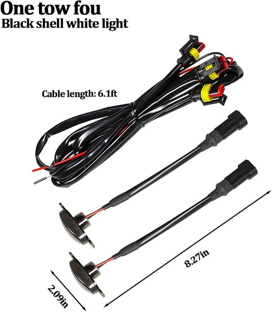 4PCS Car LED Grille Lights, Waterproof Bright Vehicle Grill Lights with Wiring Harness, Automotive Exterior Front Grille Trim Lamps Accessories, Compatible with F150 F250 F350 (Black/White)