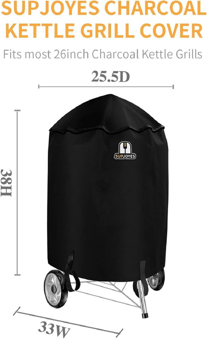 Grill Cover for Weber Charcoal Kettle, 26 Inch BBQ Grill Covers, Heavy Duty Waterproof Barbecue Accessories
