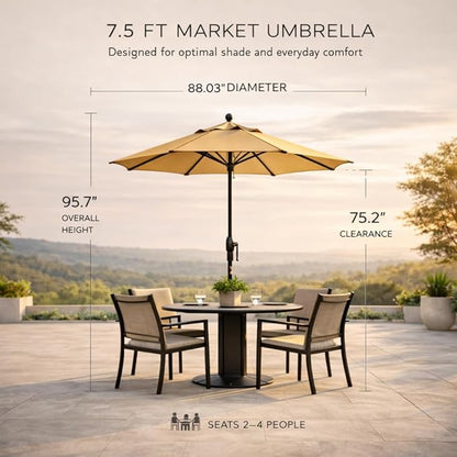 Treasure Garden 7.5ft Patio Umbrella – Outdoor Market Umbrella – Push Button Tilt – White Aluminum Frame (Sunbrella, Navy)