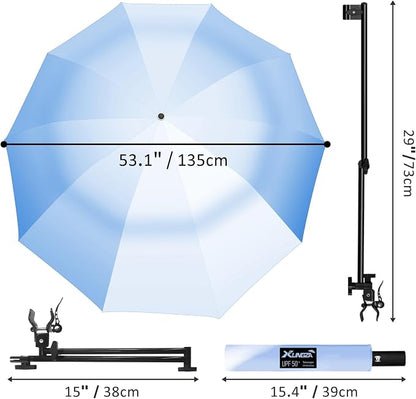 XLINGZA UPF 50+ Beach Umbrella with Adjustable Universal Clamp