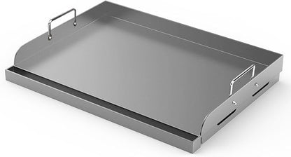Griddle for Gas Grill, Universal Fry Griddle Flat Top Plate, 17" x13” Metal Cooking Griddle Pan Flat Top Rectangular Plate with Removable Handles for Gas Stove/Charcoal/Gas Grills