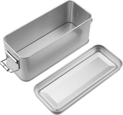 2 Pack Silver Tin Box Containers Metal Storage Box with Lids Rectangular Containers with Buckle Latch for Home Storage Outdoor Usage(5.91"×2.36"×2.56")