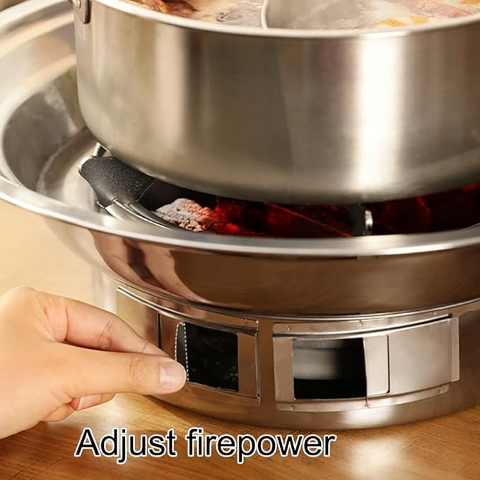 13.8 inches Small Charcoal Grill Portable Stainless Barbecue Stove for Outdoor Camping BBQ Grill Outdoor Cooking (Silver 35 * 12.5cm)