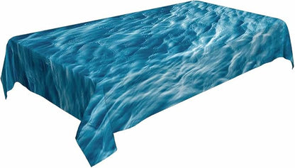 TKS MITLAN Ocean Waves Decorative Rectangle Tablecloth Blue Ocean Waves Seawater Flow Polyester Table Cloths Kitchen Table Cover for Dining BBQ Picnic Coffee Table 52 x 70 Inch 4-6 Seats