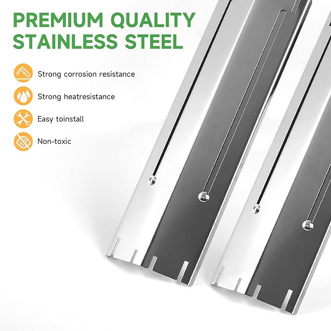 GEEKHOM Stainless Steel Grill Heat Plates - Adjustable Replacement Parts for Gas Grills, Durable and Easy to Install - Ideal for Outdoor BBQ and Cooking (Silver)