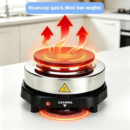 500W Mini Electric Hot Plate,ASANMA 110V Moka Pot Electric Stove Burner | Low Wattage Portable Compact Coffee Warmer Electric Hot Plates For Countertop Rv,Electric Camping Stove For Coffee,Milk,Tea