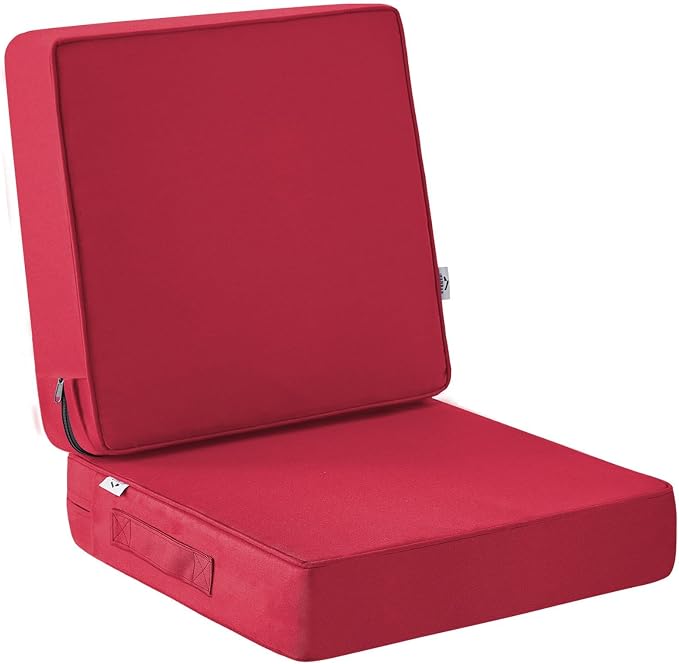 IPYNBAP Outdoor Cushions, Outdoor Chair Cushions 22x22x3 Inch, Cushions for Outdoor Furniture with Removable Cover, Waterproof & Fade Resistant Outdoor Seat Cushions for Patio, Lawn, Burgundy