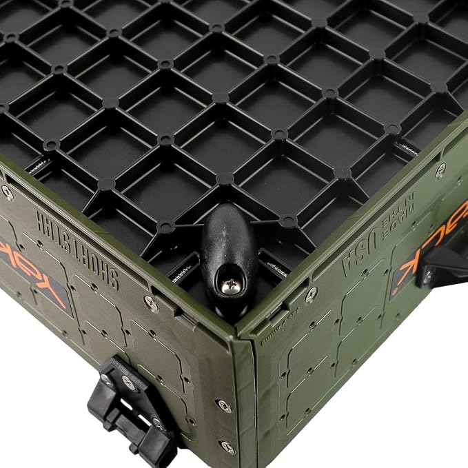 YakAttack ShortStak Solo Storage Box - Size & Color Options | Standalone Low-Profile Crate with Lid, Hinges & Latches | GridLoc Mounting Panels | Slider Feet for Under-Seat Use | Made in USA
