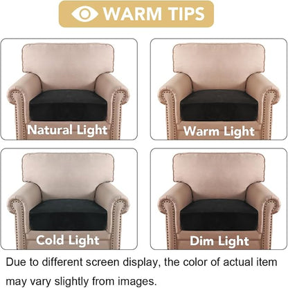 H.VERSAILTEX Velvet Stretch Couch Cushion Cover Plush Cushion Slipcover for Chair Cushion Furniture Protector Seat Cushion Sofa Cover (1 Piece Armchair Cushion Covers, Black)