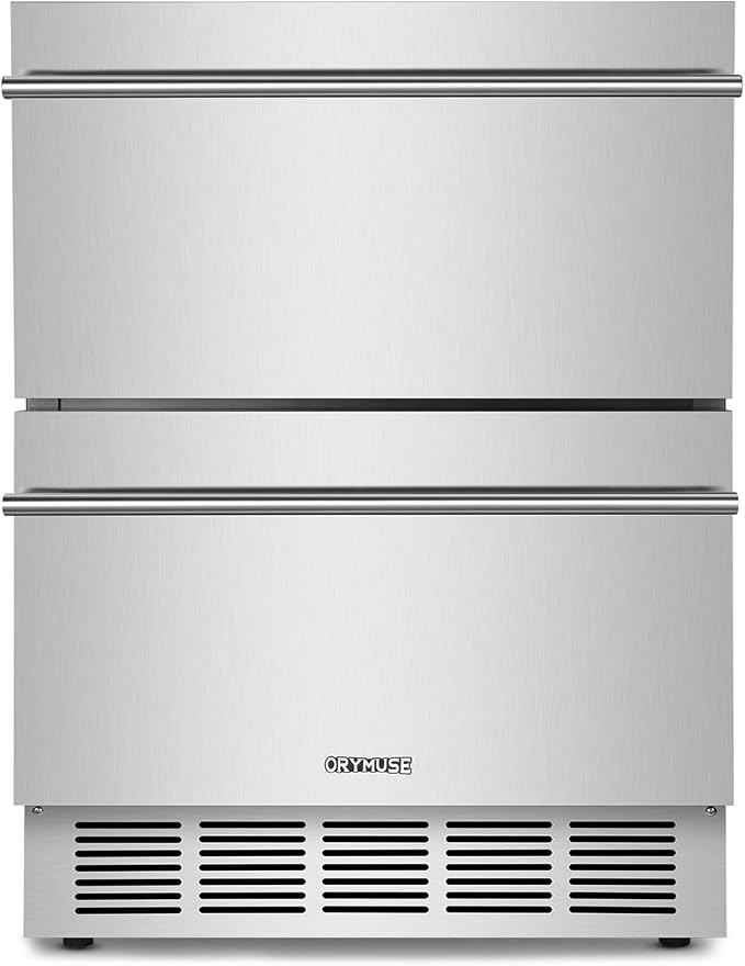 ORYMUSE 24 Inch Outdoor Drawer Refrigerator, Undercounter Beverage Cooler Fridge with Stainless Steel Seamless Drawers, 154 Can Capacity Beverage Center for Patio, Kitchen and Commercial Use