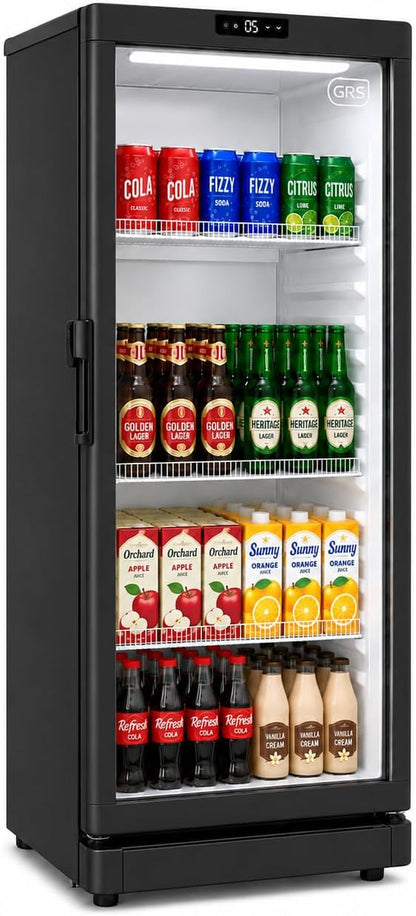 GRS Commercial Display Refrigerator, Glass Door Lock, Black, 6.0 Cu. Ft