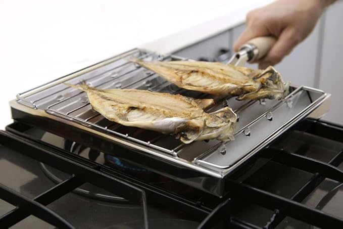 Shimomura Kihan 26694 Grilled Grill, Made in Japan, For Gas Stoves, Long Fire, Charcoal Grill, Fish, Vegetables, Mochi, Roasted Eggplant