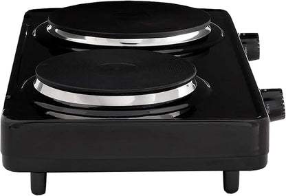 Tayama Dual Burner 6.5 in. and 6 in. Black Diecast Hot Plate with Temperature Controls