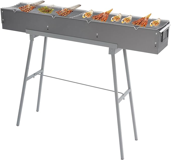 Charcoal Grills,40" Commercial Folding Camping Barbecue Grill W/2 Air Doors, Stainless Steel Camping Picnic Cooking For Party, Beach Barbecues.