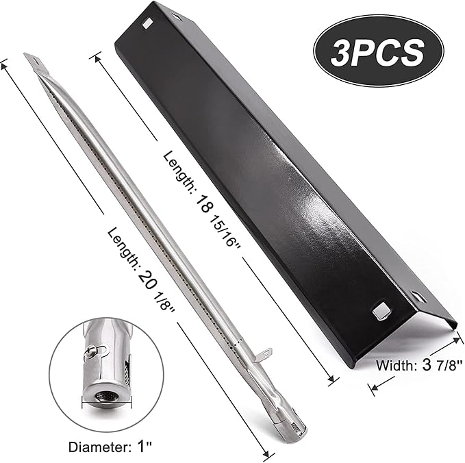 Criditpid Grill Parts for Chargriller 5050, 5650, 3001, 3030, 5072, 3008, 4000, 5252, 5050 Grill Models, Porcelain Steel Heat Plate, Burner Tube, Hanger Bracket for Chargriller.
