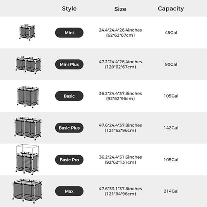 Pool Storage Bin, 45 Gallons, Holder for Noodles, Toys, Floats, Towels, Mesh Organizer for Swimming Equipments, Mini Style