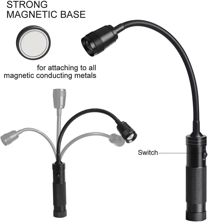 Portable Battery Power LED Work Light for Camping Hiking and Barbecue Feature Strong Base and Flexible Neck Car Light