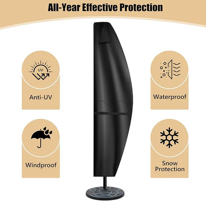 Patio Umbrella Covers for 11ft to 13ft Offset Umbrella, 420D Waterproof Outdoor Umbrella Cover, Cantilevered Offset Umbrella Cover All-Weather Protection with Sturdy Waterproof Zipper and Top Vent