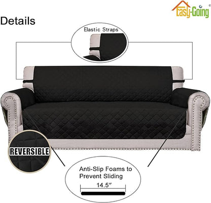 Easy-Going Chair Sofa Slipcover Reversible Sofa Cover Water Resistant Couch Cover Furniture Protector Cover with Elastic Straps for Pets Kids Children Dog Cat (Chair, Black/Black) | Machine Washable Slipcover For Dogs, Water Resistant Furniture Mat For...
