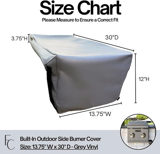 Formosa Covers Built in Side Burner Cover Waterproof Vinyl, Outdoor Grill Side Burner Cover Soft Lined BBQ Cover for Hestan Viking Lynx Weber Char Broil Nexgrill Napoleon 13.75" W x 30" D