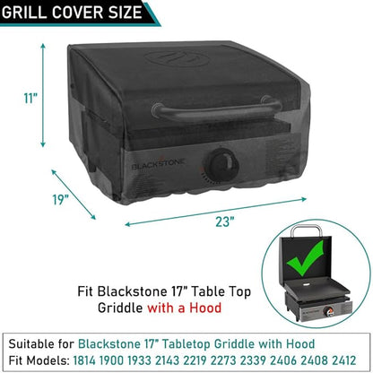 ZJYWSCH Cover for Blackstone 17 inch Tabletop Griddle with Hood 1814 1900 Outdoor Waterproof Black Stone 17" Table Top Griddle Cover 1933 2143 2273 2339 600D Heavy Duty