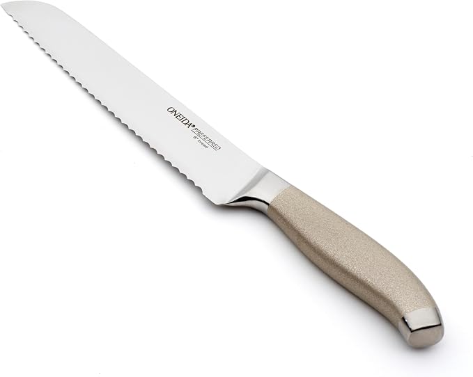Oneida Preferred Stainless Steel Bread Knife – Serrated Edge Durable Kitchen Knife for Slicing Soft & Hard Bread, Metallic Finish