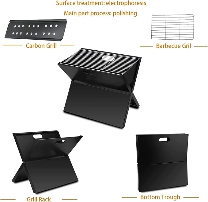 Foldable and Portable Outdoor Folding Charcoal Grill Portable Barbecue Lightweight Table For Camping Heat Resistant