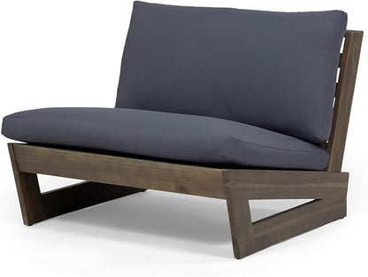 Sherwood Outdoor Club Chair with Cushions - Acacia Wood - Gray/Dark Gray