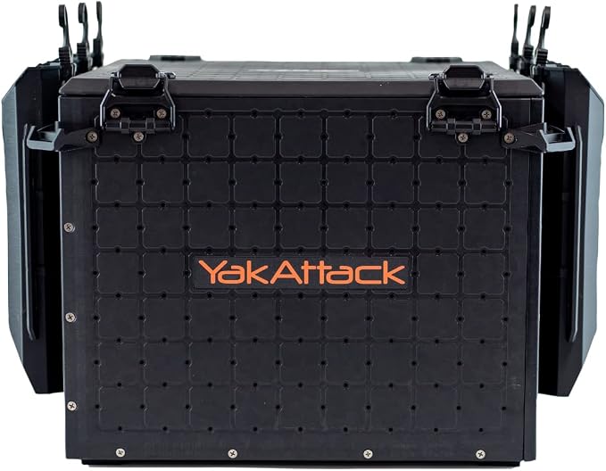 YakAttack BlackPak Pro 16" x 16" Kayak Fishing Crate with 6 Rod Holders - Black | Tackle Storage Box & Fishing Gear Organizer | Lightweight, Durable & Customizable Kayak Fishing Accessory