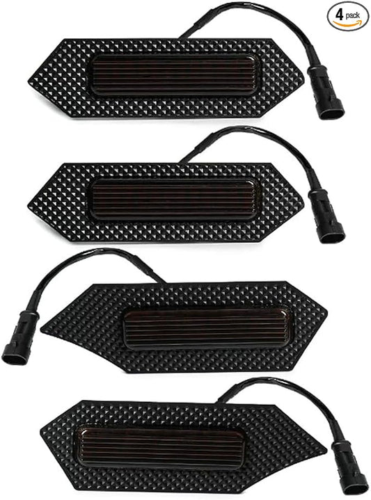 4Pcs Front Bumper Led Grille Lights Kit Smoked Lens Housing Amber for 2024 Toyota Tacoma TRD Series & Trailhunter Model Grilles (Black Shell)
