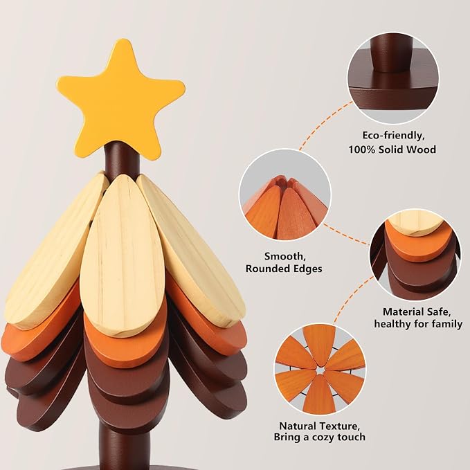 DecBeLiv Foldable Tree Trivet Wooden Hot Plate Holder, Bamboo Trivet for Hot Dishes, Heat-Resistant Pot Holder Tree for BBQ, Picnic, Outdoor Dining & Kitchen Decor(Yellow-4)