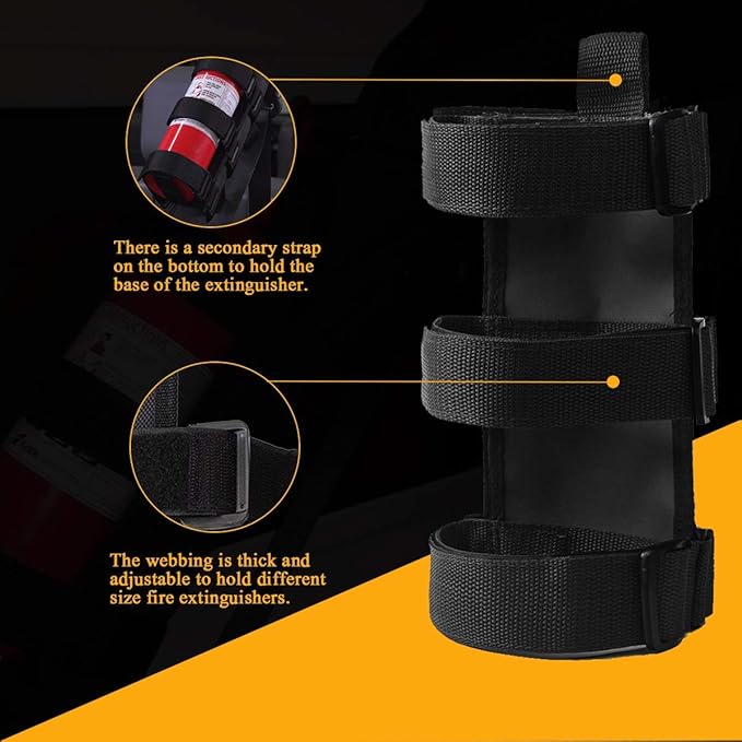 moveland Roll Bar Fire Extinguisher Holder for 2.5-3 LB Extinguisher, Compatible with Jeep Wrangler TJ YJ JK, Adjustable Mount Strap