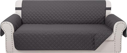Reversible Couch Cover for 3 Cushion, Sofa, Dark Grey | Couch Cover for Sofa, Pet Friendly Water Repellent Couch Sofa Cover, Washable Furniture Protector with Elastic Straps