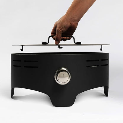 KEIKI 15 Inch Portable Propane Fire Pit, 40000 BTU Compact Outdoor Gas Stove with Travel Lid and Lava Rocks for Camping RV Tailgating