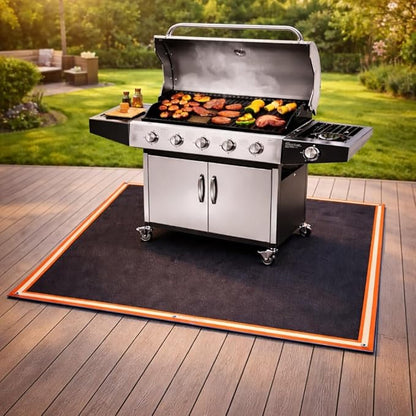 Fire Pit Mat & Grill Pad — 67"×60" XL Fireproof Deck Protector, Triple-Layer Silicone + Fiberglass, for Outdoor Firepit, BBQ, Patio & Lawn